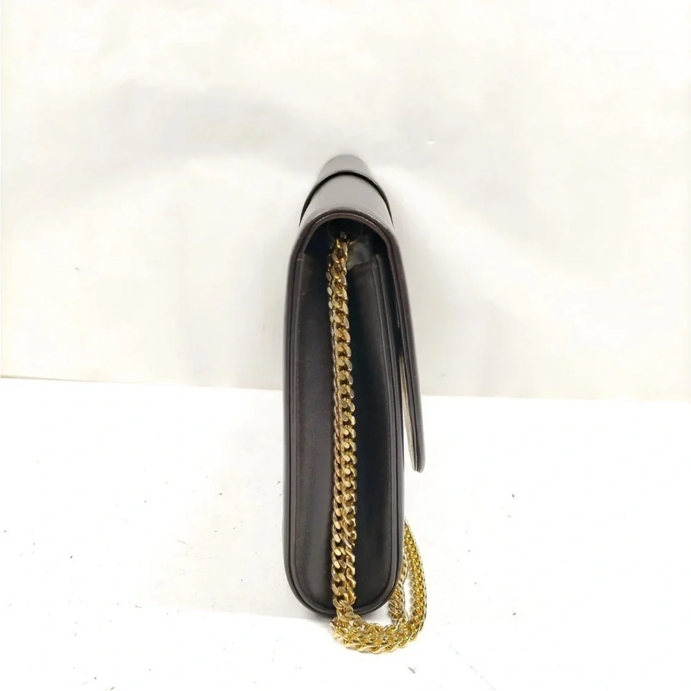 Dior leather shoulder bag brown and gold